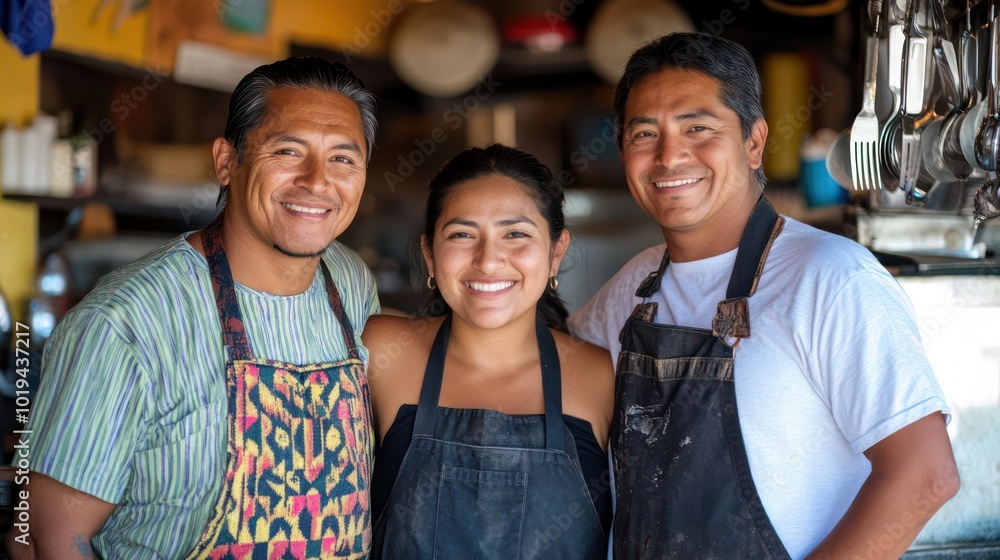 Fototapeta premium Family-run business with Native American and Pacific Islander owners, intimate atmosphere and strong family values