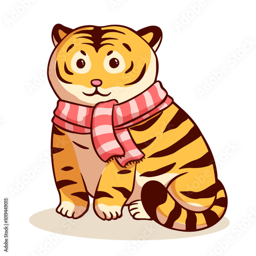 cute tiger animal illustration. funny big cat on white background