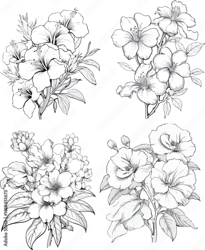 set of flowers set of flowers