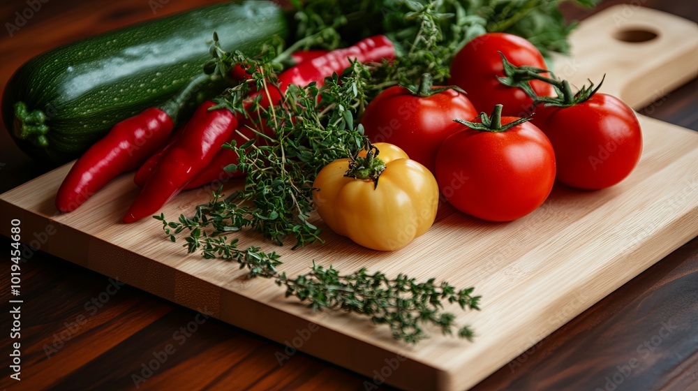 Fresh vegetables on a wooden cutting board Fresh vegetables on a wooden cutting board