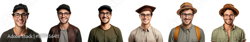 young happy men wear casual dress on transparent background