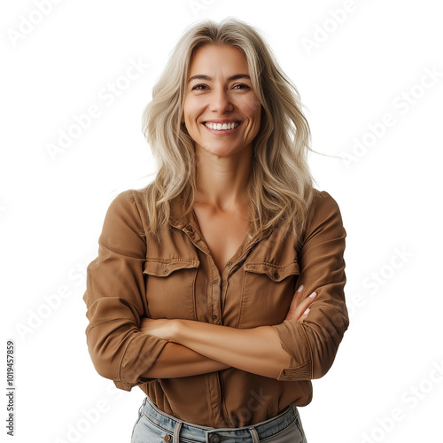 beautiful 40-50s mid aged mature woman isolated on white background. skin care beauty