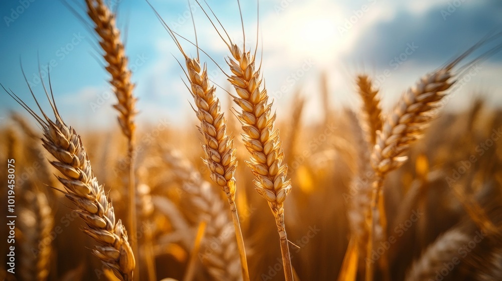 Golden Wheat Field at Sunset Closeup Golden Wheat Field at Sunset Closeup