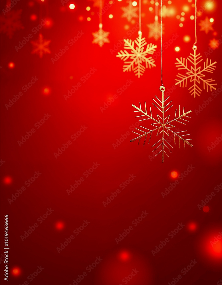 Festive Red Christmas Background with Snowflakes Festive Red Christmas Background with Snowflakes
