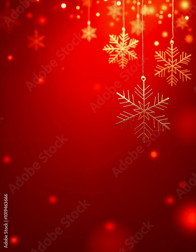 Festive Red Christmas Background with Snowflakes