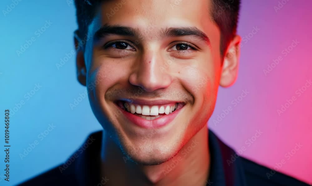Expressive Young Man Smiling in Studio Portrait Expressive Young Man Smiling in Studio Portrait