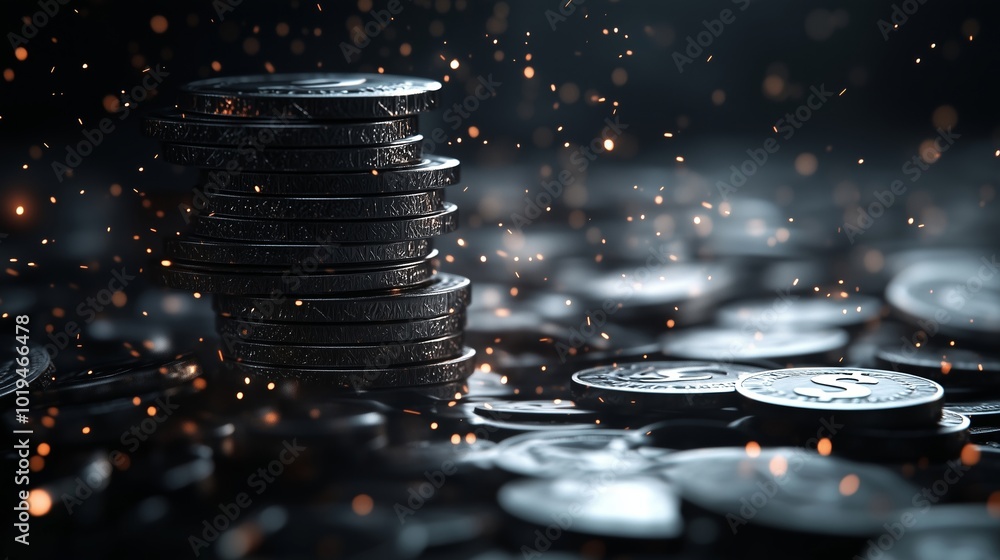 A Stunning Display of Coins with Sparkling Highlights A Stunning Display of Coins with Sparkling Highlights