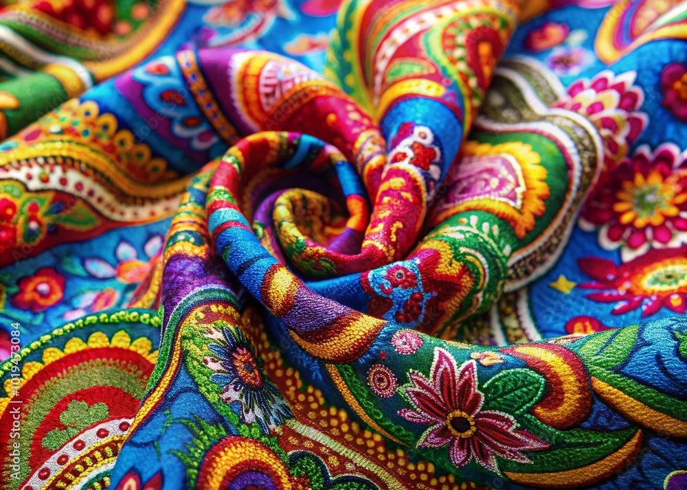 Vibrant Bandana Fabric with Intricate Patterns in Bold Colors for Creative Textile Projects Vibrant Bandana Fabric with Intricate Patterns in Bold Colors for Creative Textile Projects