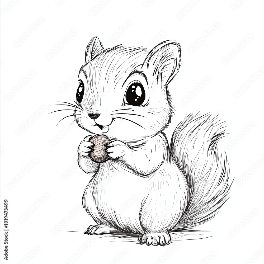 Cute cartoon squirrel holding a nut Cute cartoon squirrel holding a nut