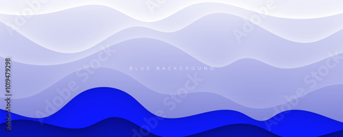 Abstract blue background wavy decorative shape design vector