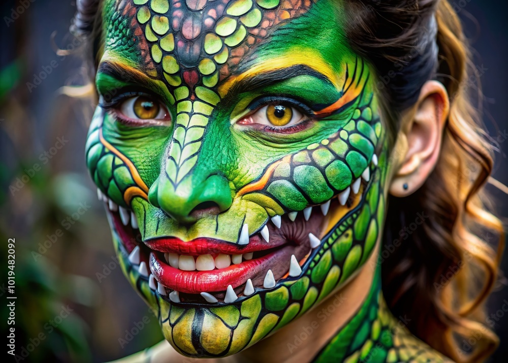 Vibrant Crocodile Face Paint Design for Creative Art Projects and Themed Events and Celebrations Vibrant Crocodile Face Paint Design for Creative Art Projects and Themed Events and Celebrations