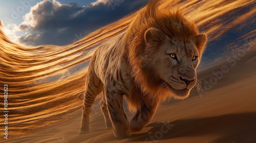 Lion in the desert