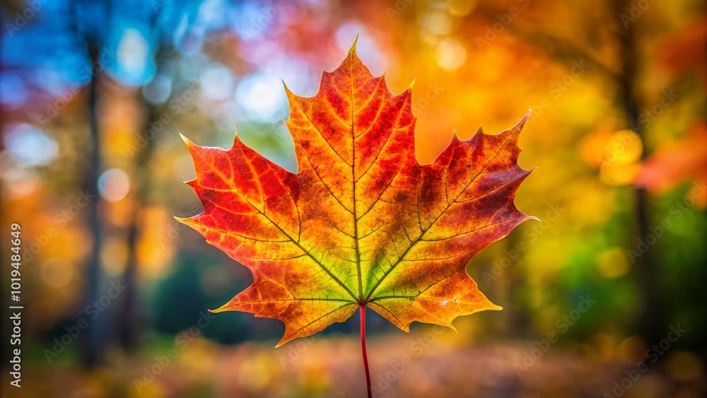 Vibrant Fall Sugar Maple Leaf Displaying Stunning Autumn Colors Against a Natural Background Vibrant Fall Sugar Maple Leaf Displaying Stunning Autumn Colors Against a Natural Background