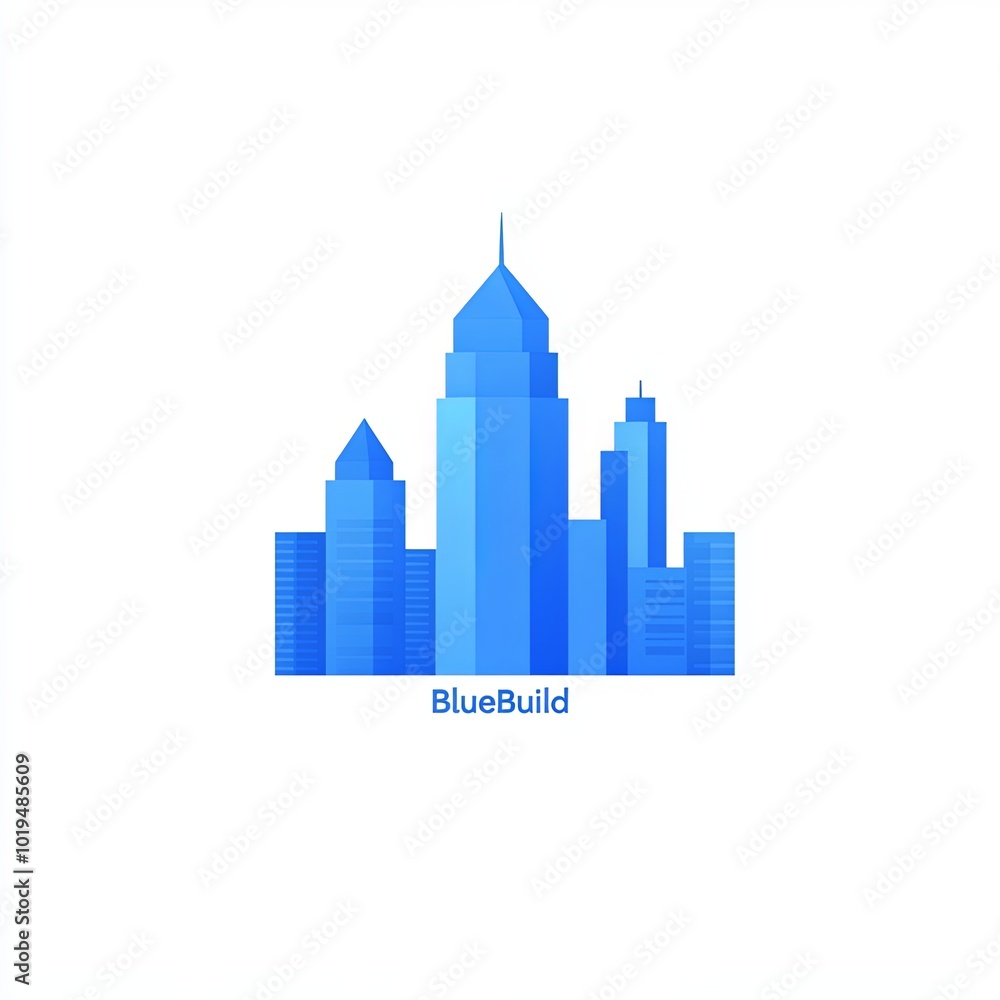 Fototapeta premium Modern blue skyline graphic design for urban development