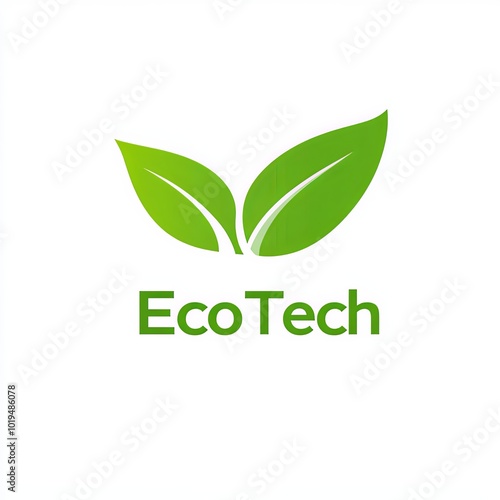 EcoTech logo featuring green leaves for sustainability branding photo