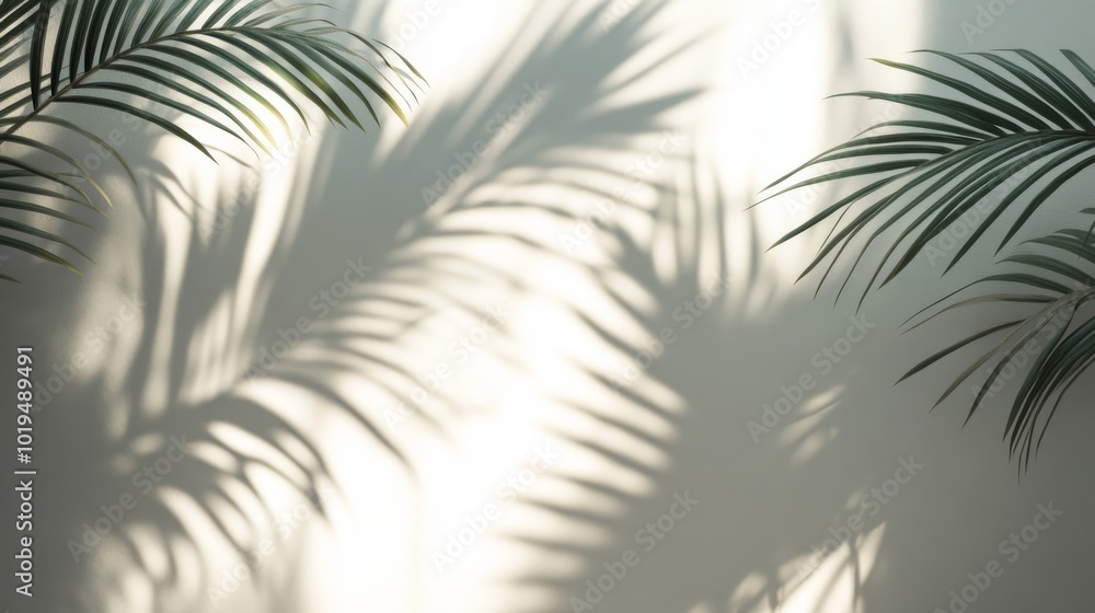 Fototapeta premium Palm Leaf Shadows on a Light Wall