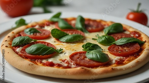 pizza with tomatoes and basil