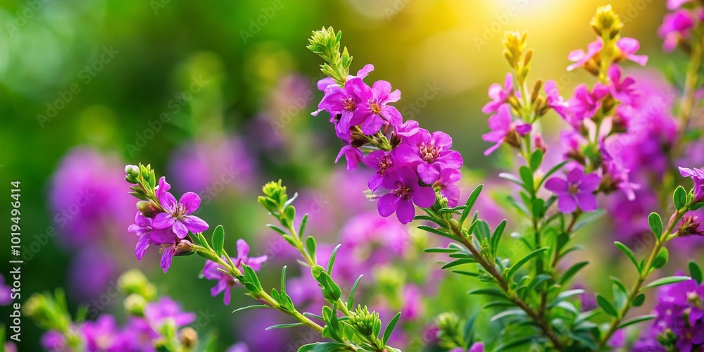 Fototapeta premium Vibrant Mexican Heather in Bloom Showcasing Stunning Purple Flowers Against a Green Background
