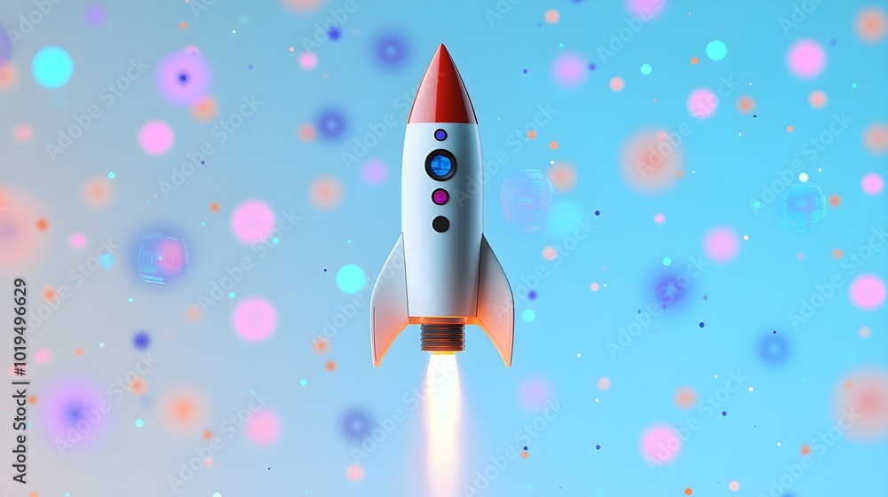 Rocket Launch Colorful Background Rocket Launch Colorful Background