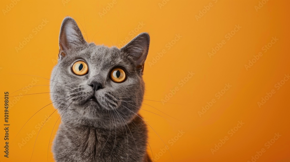 Curious Gray Cat with Amber Eyes Curious Gray Cat with Amber Eyes