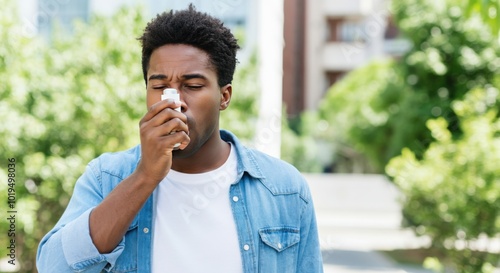 Wallpaper Mural Man Using Inhaler Outdoors Torontodigital.ca