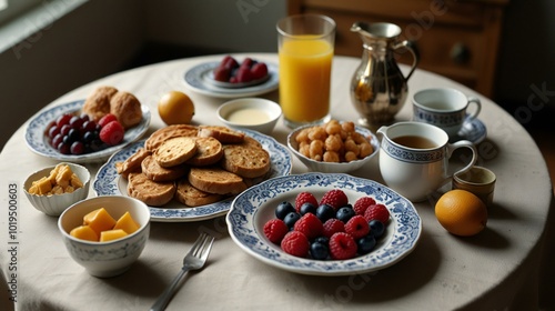 breakfast with coffee and croissant