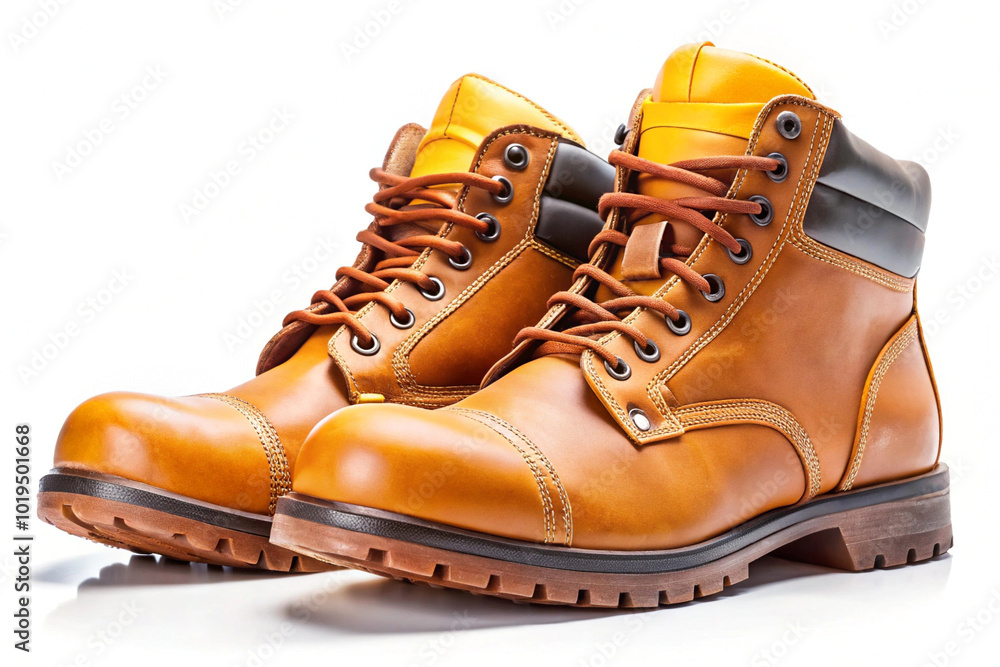 Construction worker boots,isolated on white background Construction worker boots,isolated on white background