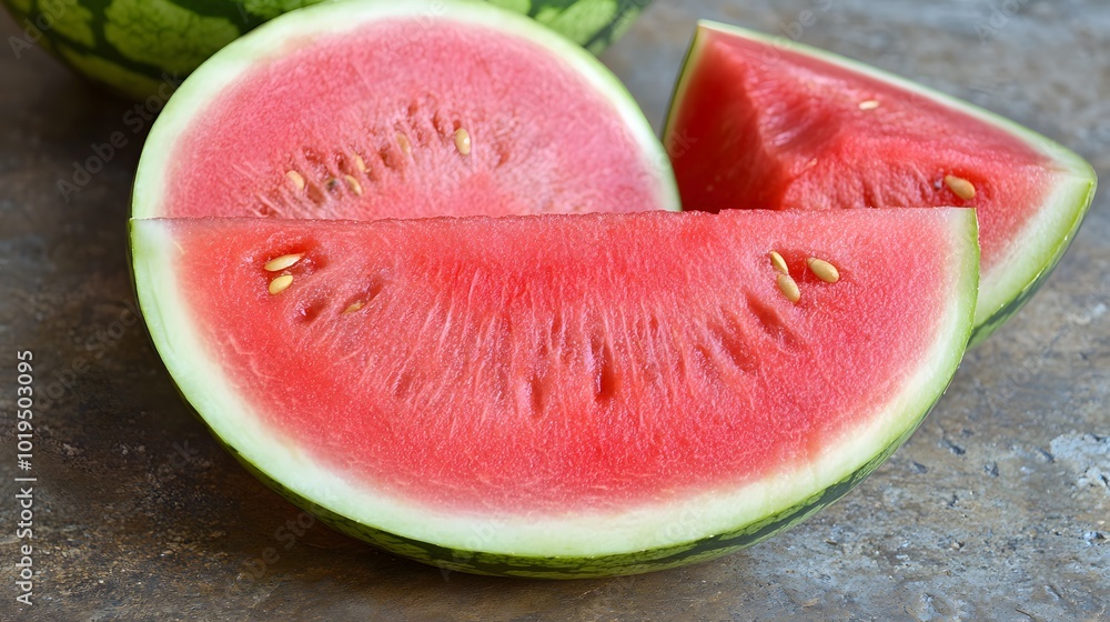 11. A sliced watermelon with its vibrant red flesh exposed 11. A sliced watermelon with its vibrant red flesh exposed