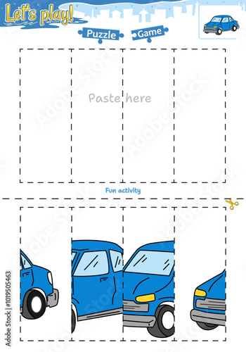 Lets play cut and paste puzzle game with transportation theme of Car 2
