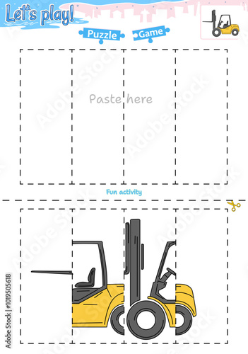 Lets play cut and paste puzzle game with transportation theme of Forklift 2