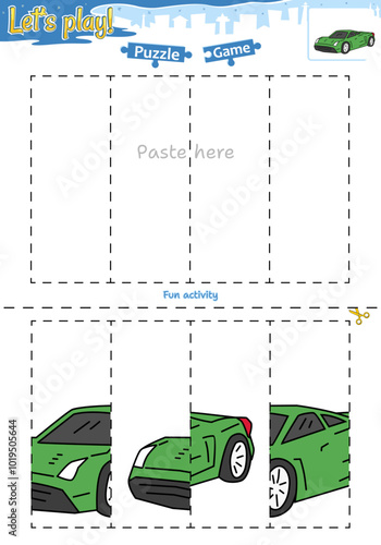 Lets play cut and paste puzzle game with transportation theme of hypercar 1