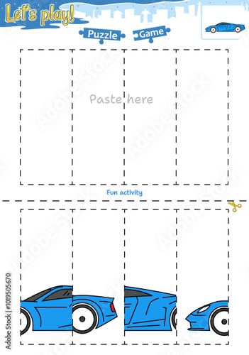 Lets play cut and paste puzzle game with transportation theme of Hypercar 3