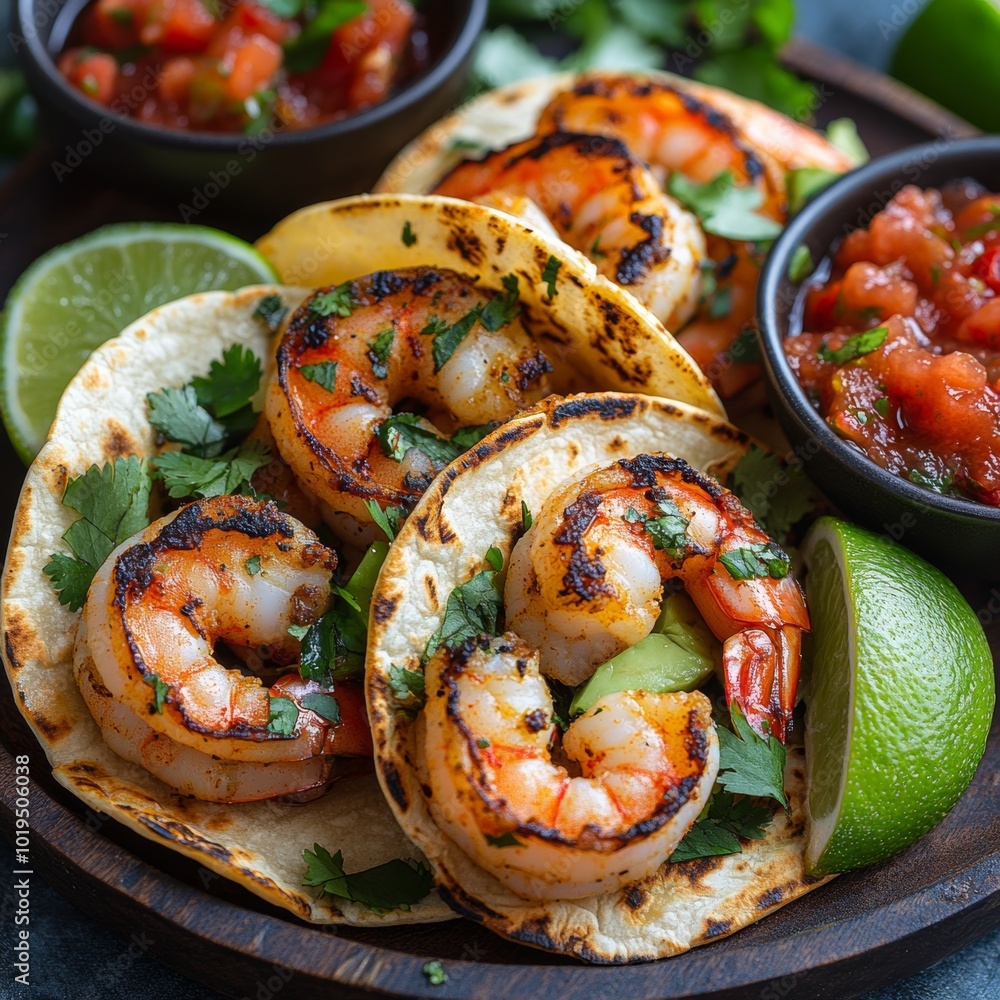 Grilled Shrimp Tacos with Cilantro Lime and Salsa Grilled Shrimp Tacos with Cilantro Lime and Salsa