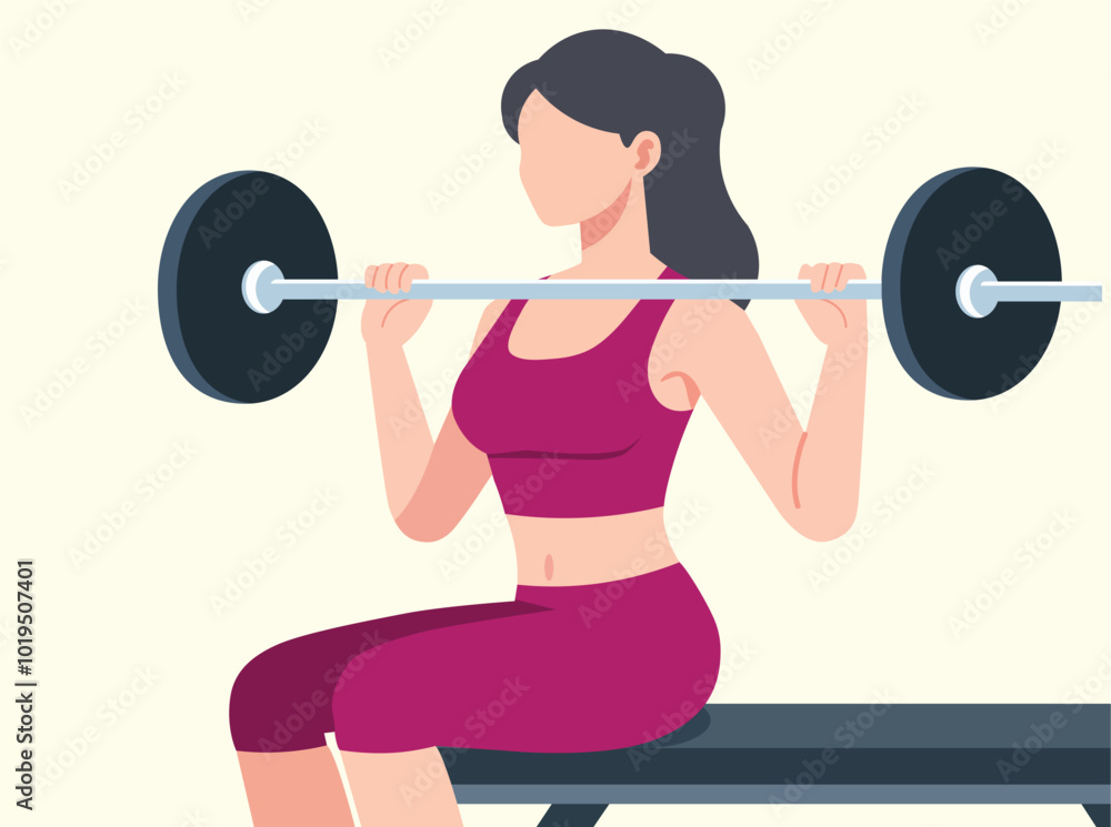 Young woman exercising flat Vector illustration.. Young woman exercising flat Vector illustration..