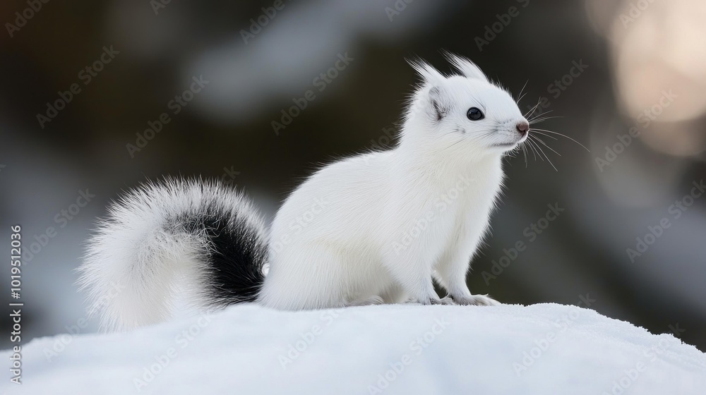 A Curious Albino Squirrel on a Snowy Ridge A Curious Albino Squirrel on a Snowy Ridge