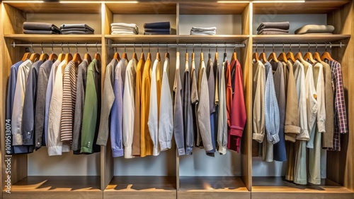 Wallpaper Mural Clothes on hangers in a closet , fashion, wardrobe, organization, hanging, garments, storage, fashion industry, clothing rack Torontodigital.ca