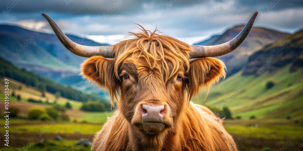 Close up of a majestic Highland Cow in the Scottish countryside, Highland Cow, Scotland, Animal, Wildlife, Close up, Fur Close up of a majestic Highland Cow in the Scottish countryside, Highland Cow, Scotland, Animal, Wildlife, Close up, Fur