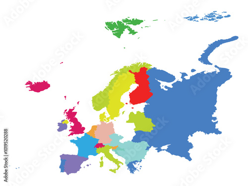 europe map vector flat color vector design illustrator