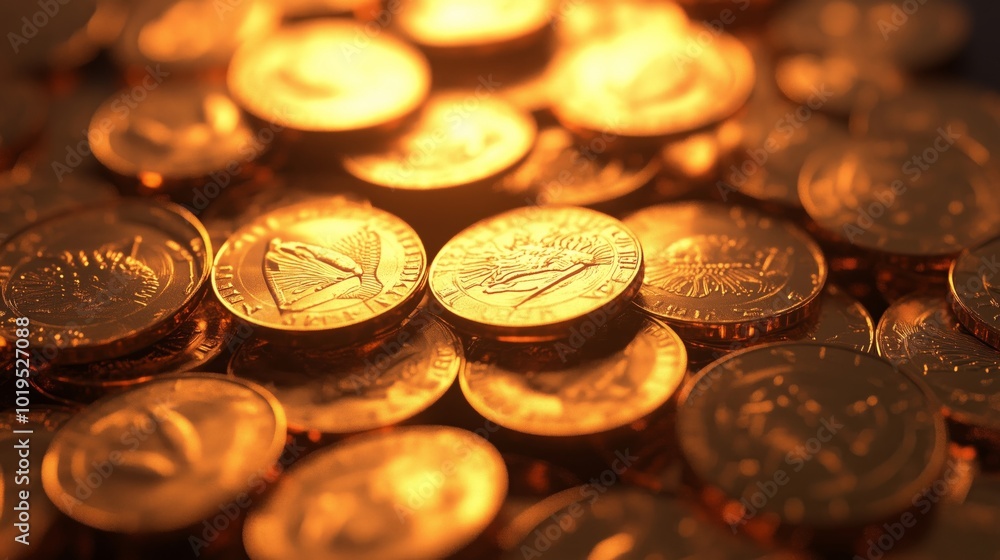 A Glimmering Collection of Golden Coins Creating Wealth A Glimmering Collection of Golden Coins Creating Wealth
