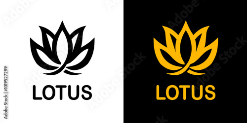 Elegant lotus flower logo in minimalist design. Perfect for wellness brands, yoga studios, beauty products, or any business looking for a symbol of purity, balance, and tranquility