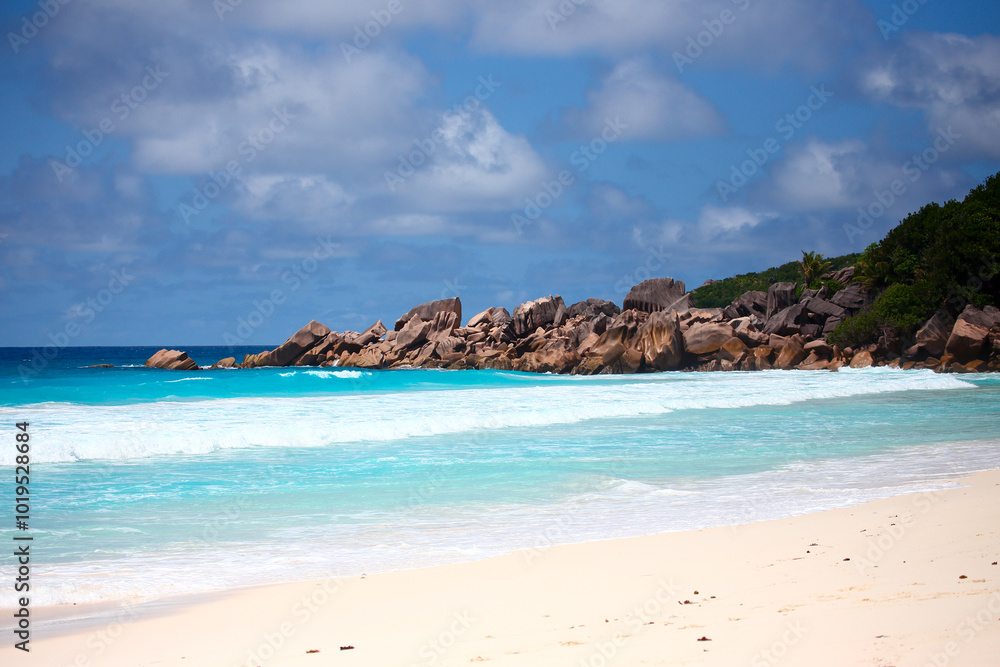 The scenery of Seychelles islands in the Indian Ocean The scenery of Seychelles islands in the Indian Ocean