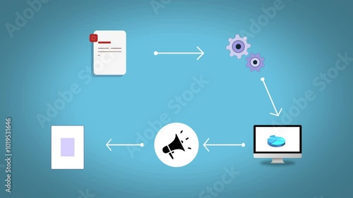 Business workflow from planning to evaluation, perfect for business presentations