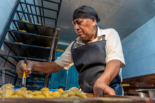 Photography Baker preparing traditional dough
