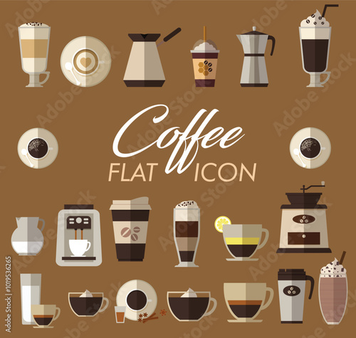 Coffee Variation Flat Icon Illustration 