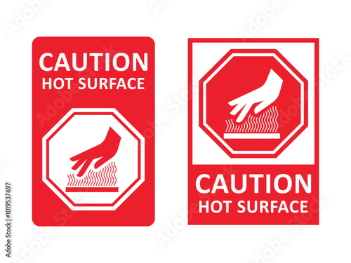 caution hot surface sign red vector design illustrator