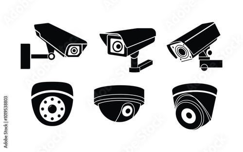 set of cctv camera vector design illustrator