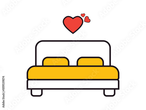 double bed icon flat vector design illustrator