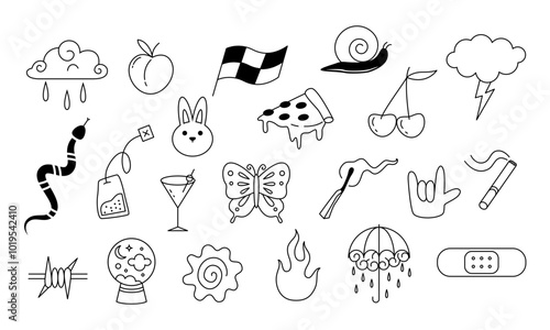 set of hand drawn tattoo