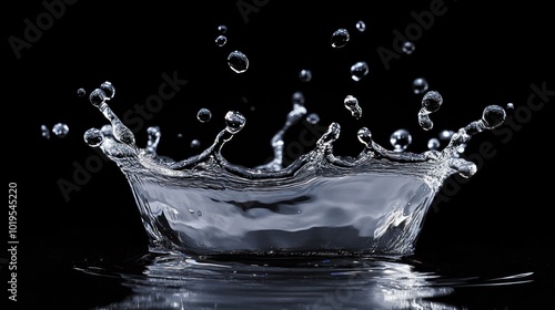 Water Drop Splashing on Black Background