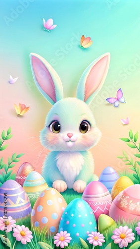 easter bunny and easter eggs